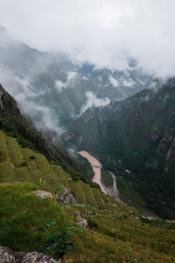 View from machu picchu into the valley