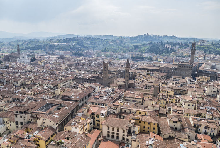 Aerial view of the historic center of florence with so many monuments