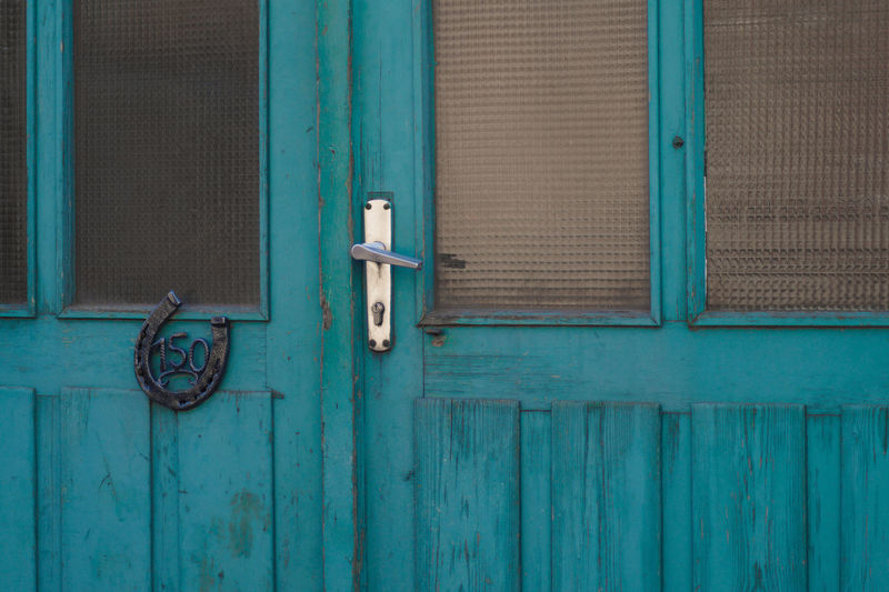 Horseshoe on closed door