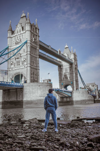 Full length of man standing on bridge