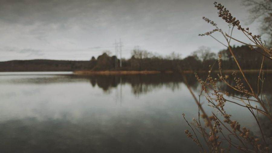 Scenic view of lake against sky