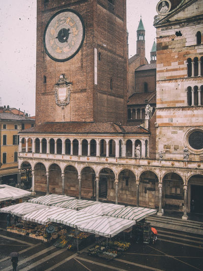 View of buildings in city cremona piazza duomo