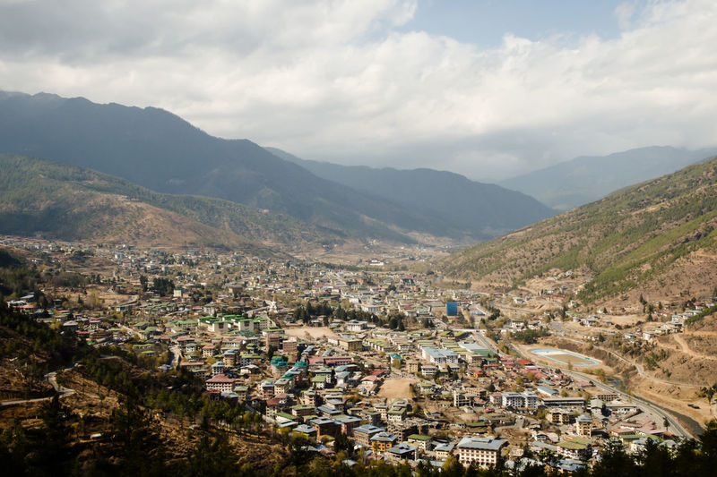 High angle view of townscape against sky