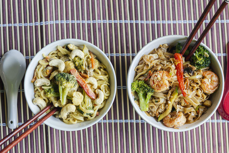 Pad thai stir-fried noodles for two