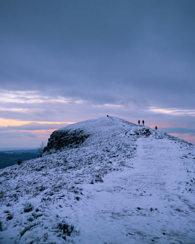 Snowy sunset at the skirrid, brecon beacons 