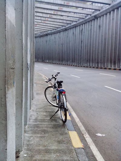Bicycle on street tunnel