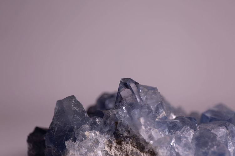 Close up of transparent blue mineral