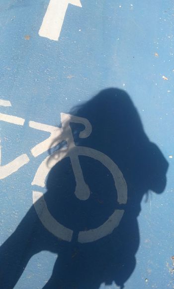 High angle view of person with shadow on road
