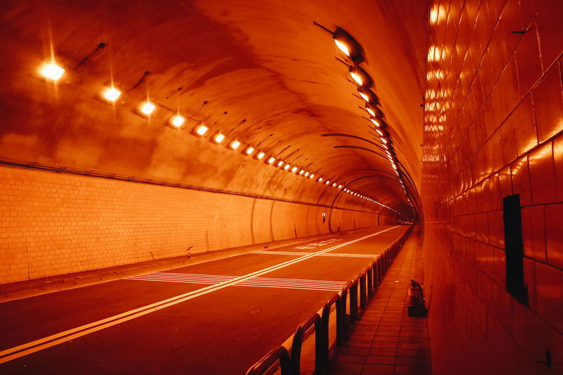 Empty road in the tunnel