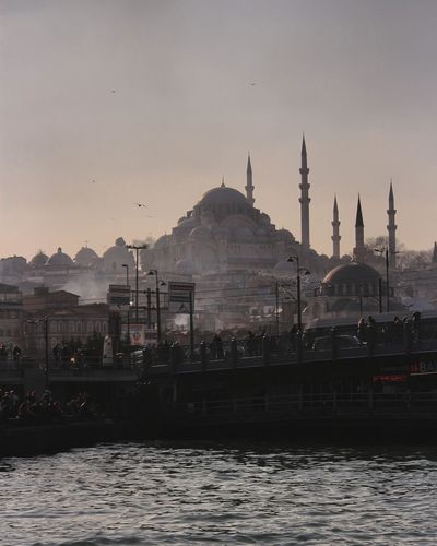 View  in eminönü city and süleymaniye mosque  against sky