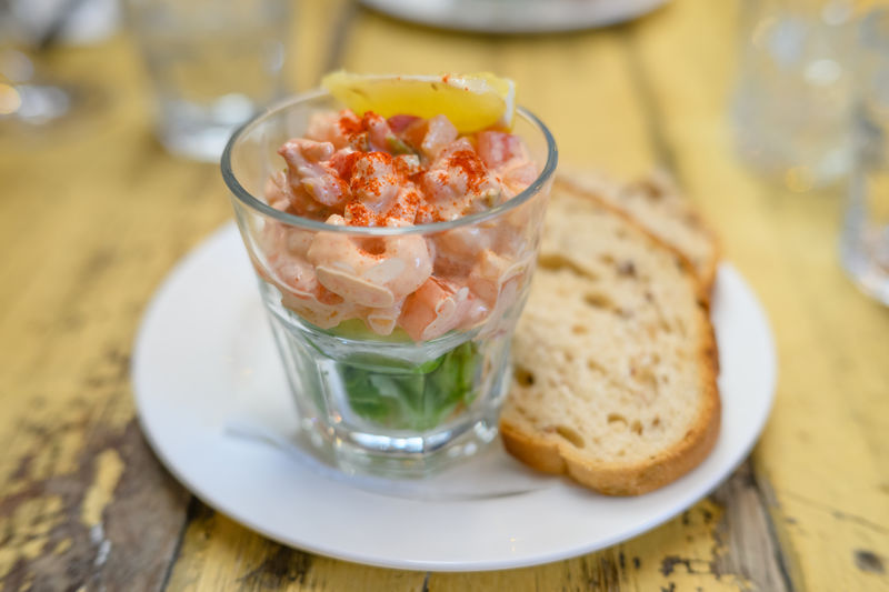 Close-up of food in plate on table