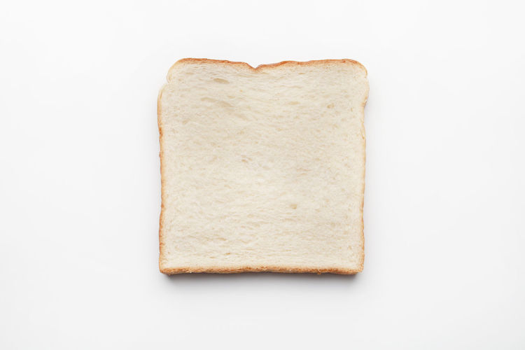 Directly above shot of bread on white background
