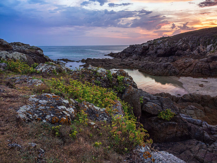 Scenic view of sea against sky during sunset