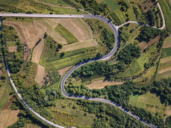 Aerial view of road on landscape