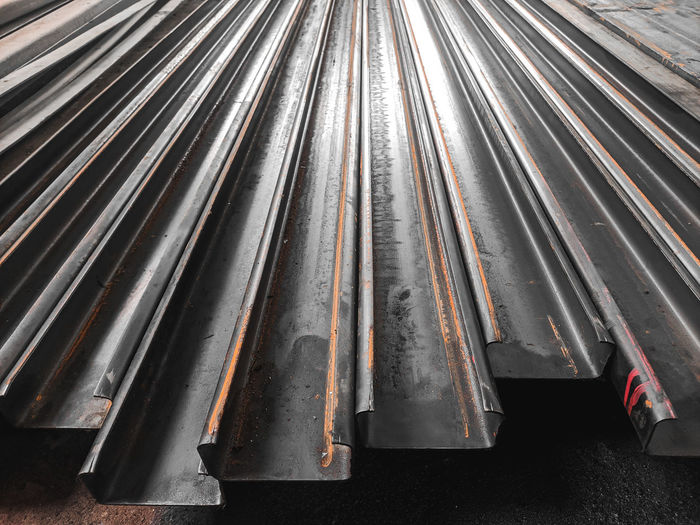 High angle view of metal