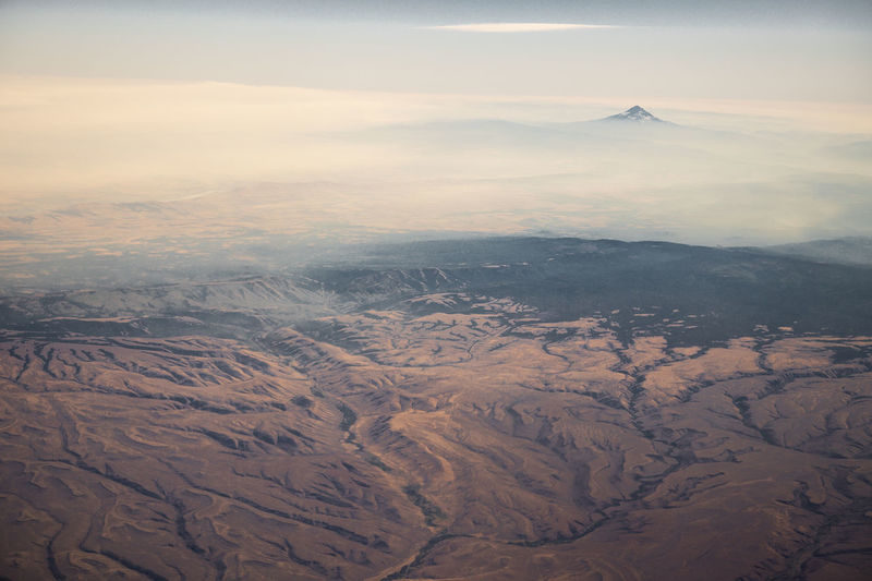 Mount hood rising out of the wildfire smoke