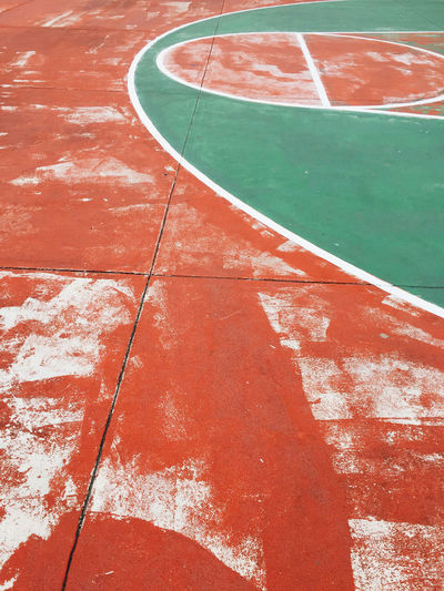 High angle view of basketball court