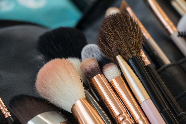 Close-up of make-up brushes