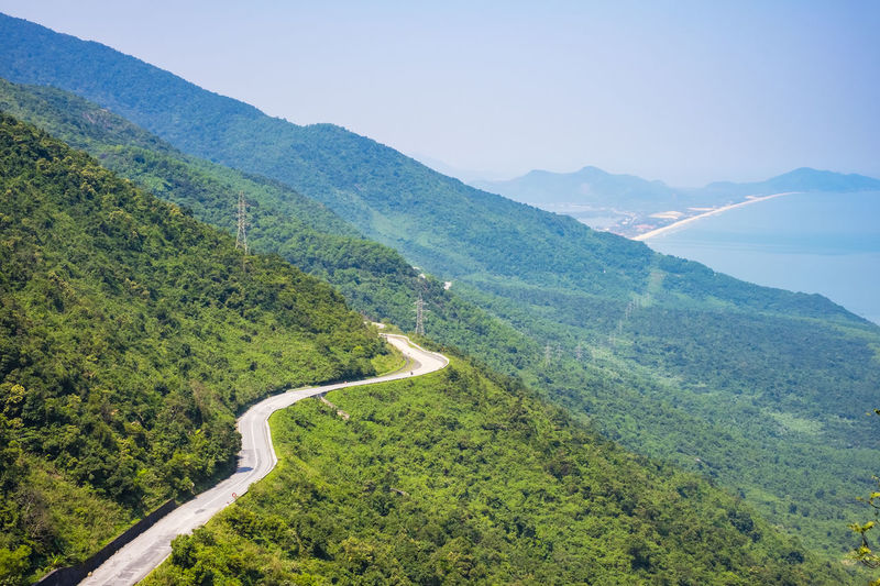 Winding road through hai van pass, vietnam