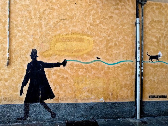 Shadow of man on wall