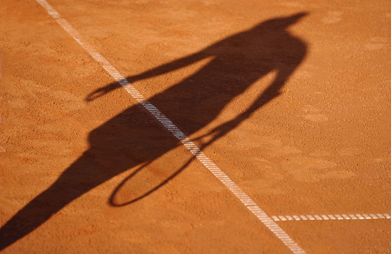 High angle view of tennis player on court