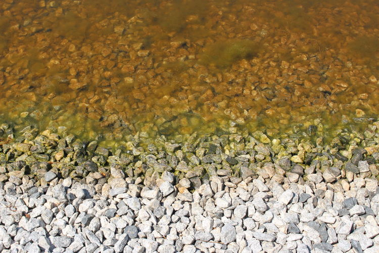 Full frame shot of stones in water