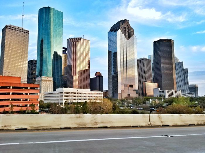 Downtown houston from the highway