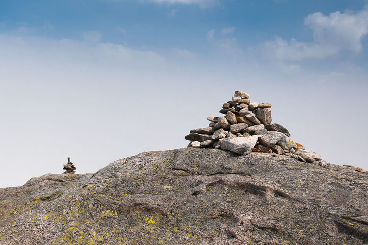 Stack of rock against sky