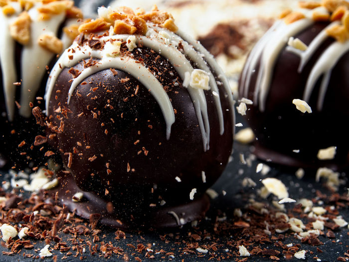 Close-up of homemade chocolates truffle