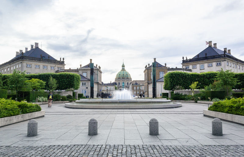 Amalienborg palace with dome of frederik's church