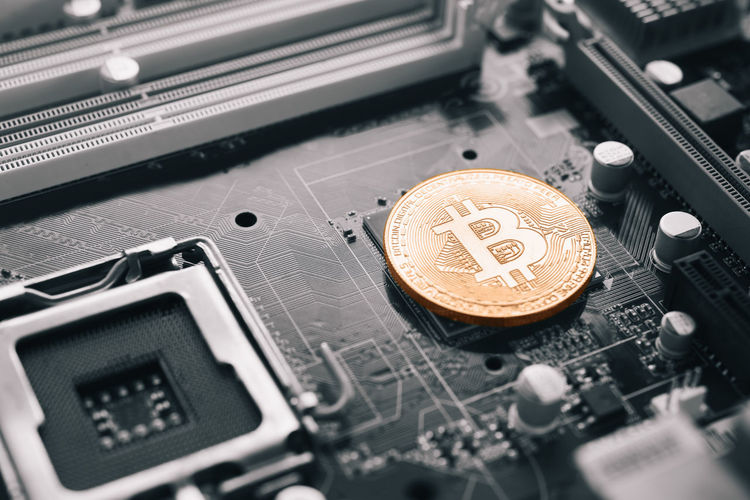 Close-up of bitcoin