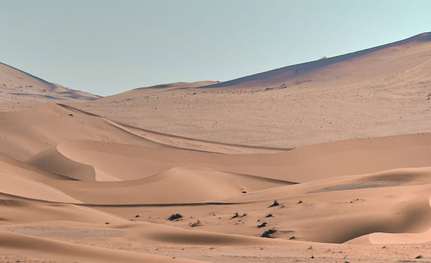 Scenic view of desert against clear sky