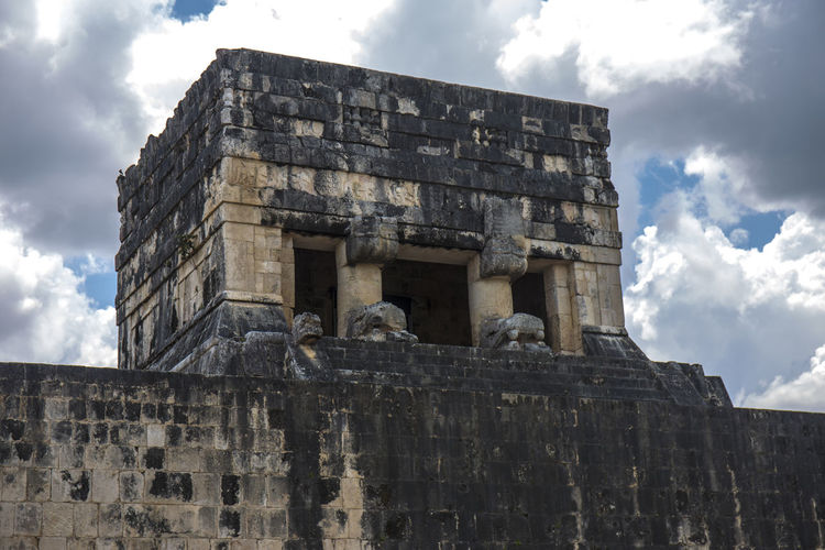Low angle view of old building against sky