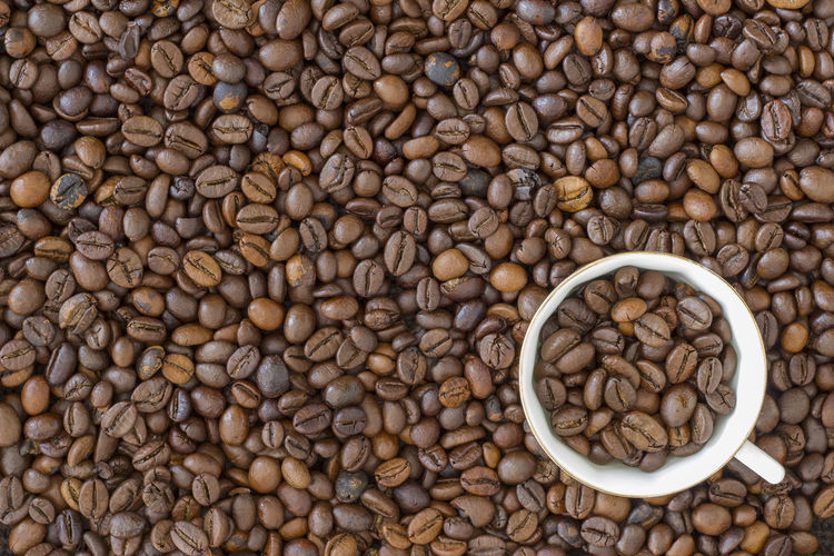 Directly above shot of roasted coffee beans