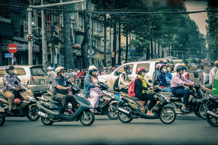 Motorcycles on street