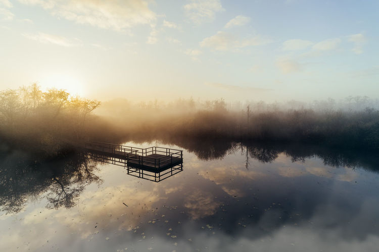 Scenic view of lake against sky
