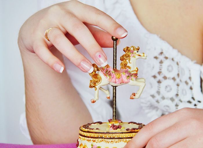 Woman holding toy