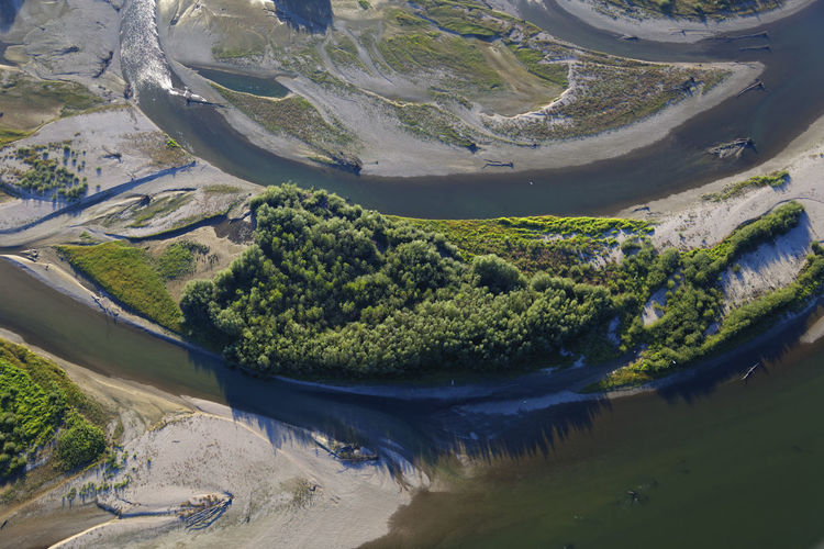 Aerial photo of gravel bars on the drava river
