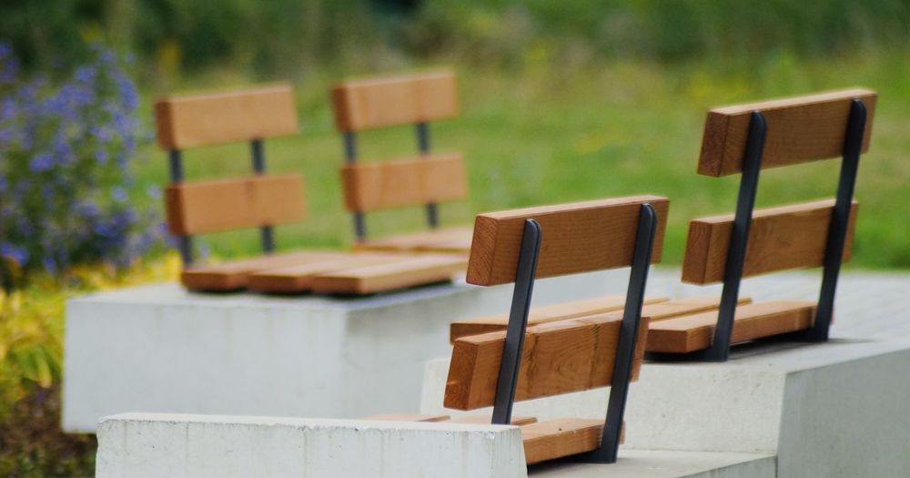Close-up of park benches