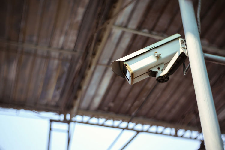 Outdoor surveillance camera or cctv security camera, shallow depth of field