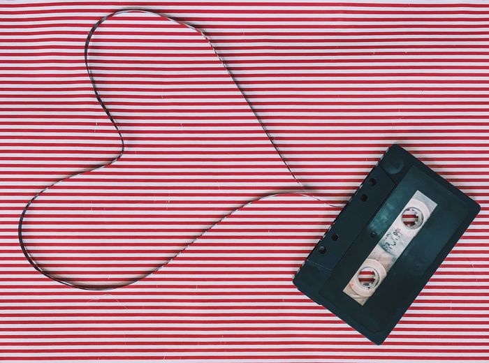 Cassette tape in heart shape