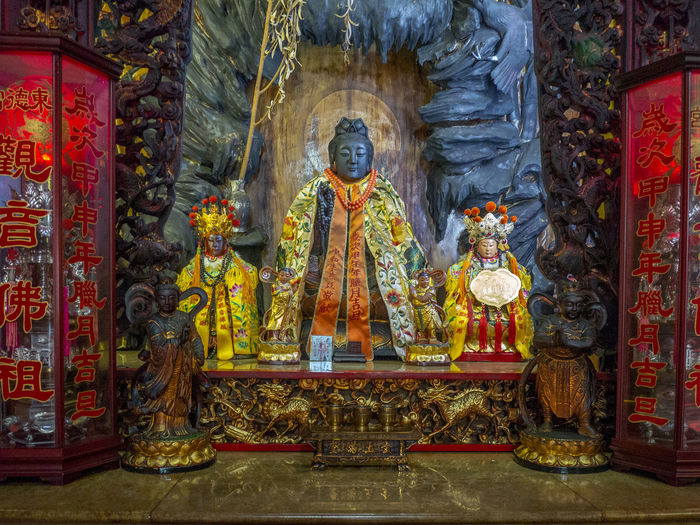 Buddha statue in temple outside building