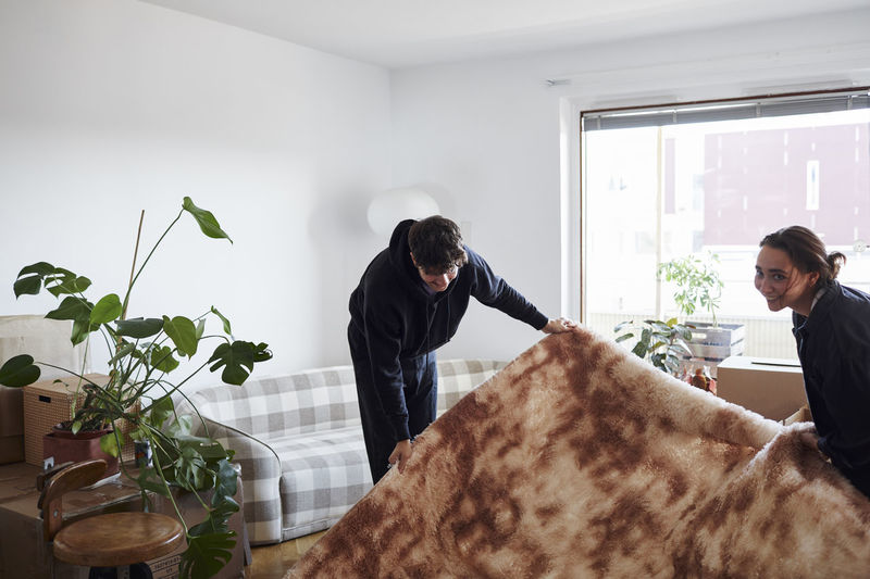 Young couple moving house