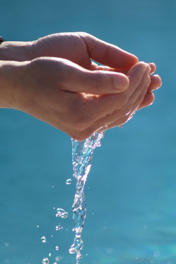 Close-up of human hands holding water