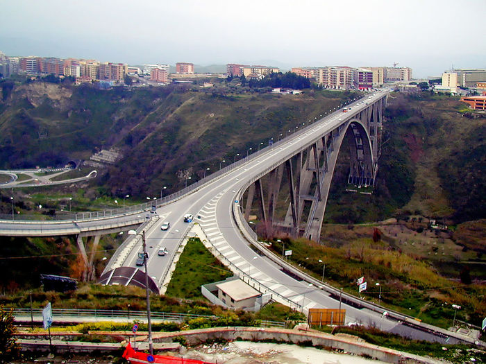 High angle view of bridge over city