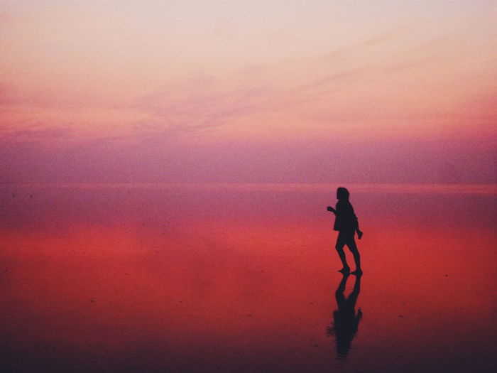 Woman at sunset