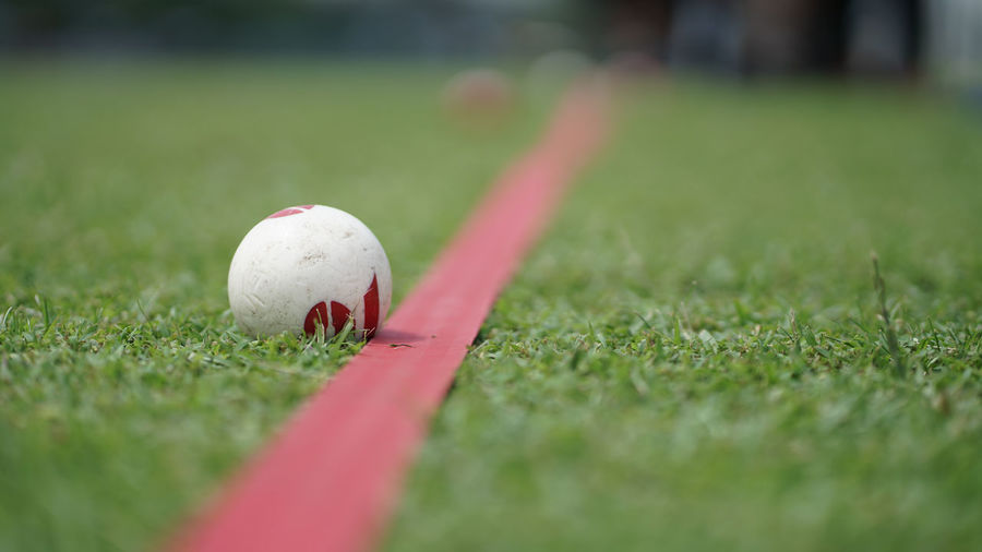 Close-up of ball on field