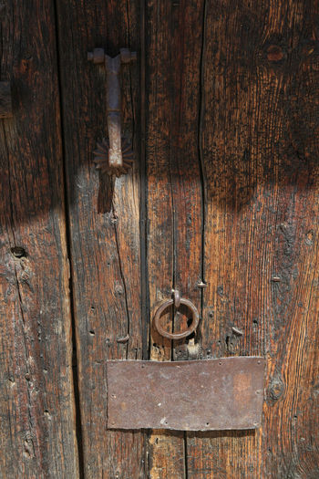 Close-up of old metal door