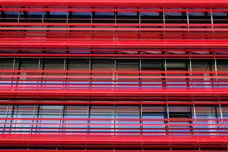 Red stripes on building's facade