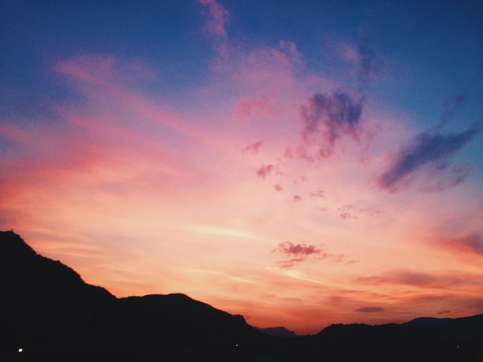 Silhouette of mountains at sunset